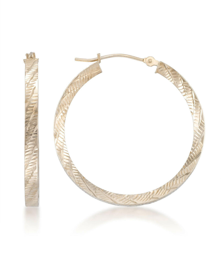 Yellow-Gold_14K Gold Brilliant Diamond Cut Concave Hoop Earrings - iHeart Jewels_I_Heart_1
