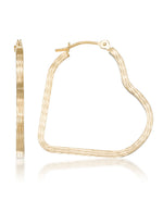 Load image into Gallery viewer, Yellow-Gold_14K Gold Diamond Cut and Polished Heart Shape Hoop Earrings - iHeart Jewels_I_Heart_1
