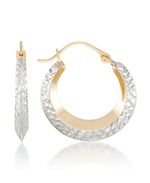 Load image into Gallery viewer, Two-Tone_14K Gold Diamond Cut and Polished Two-Tone Graduated Hoop Earrings - iHeart Jewels_I_Heart_1
