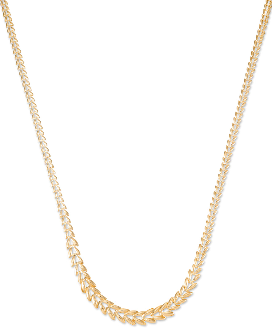 Yellow Gold_14K Gold Domed Chevron Stampato Necklace, 18", Made in Italy_I_Heart_1