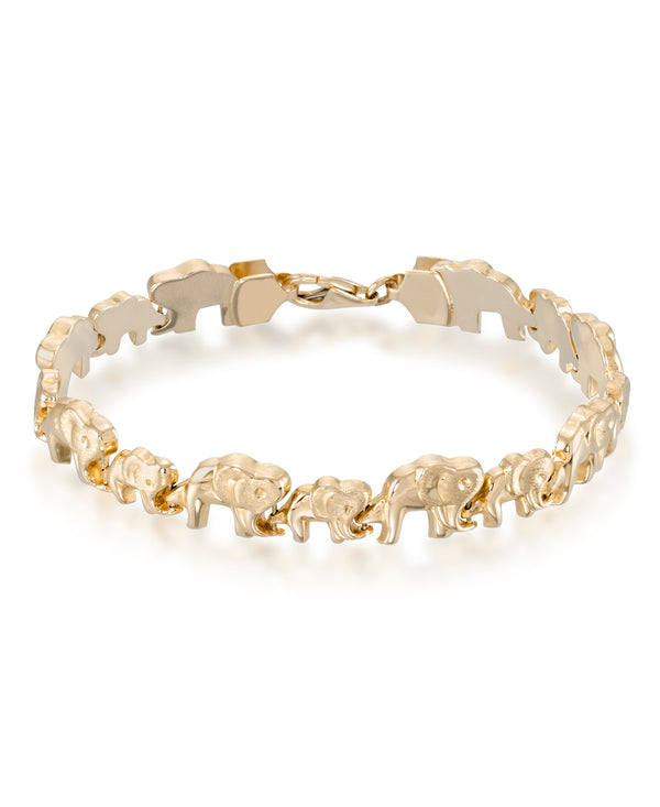 Yellow Gold_14K Gold Elephant Stampato Bracelet, 7"_I_Heart_1