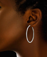 Load image into Gallery viewer, White Gold_14K Gold Essential Hoop Earrings, Medium - iHeart Jewels_I_Heart_2
