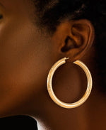 Load image into Gallery viewer, Yellow-Gold_14K Gold Full Diamond Cut Bold Large Round Hoop Earrings - iHeart Jewels_I_Heart_1
