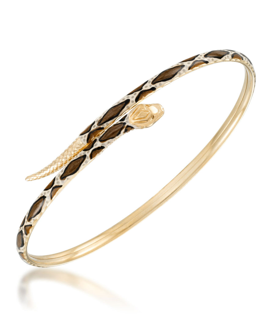 Yellow-Gold_14K Gold Hand Enameled Snake Bangle Bracelet - iHeart Jewels_I_Heart_1