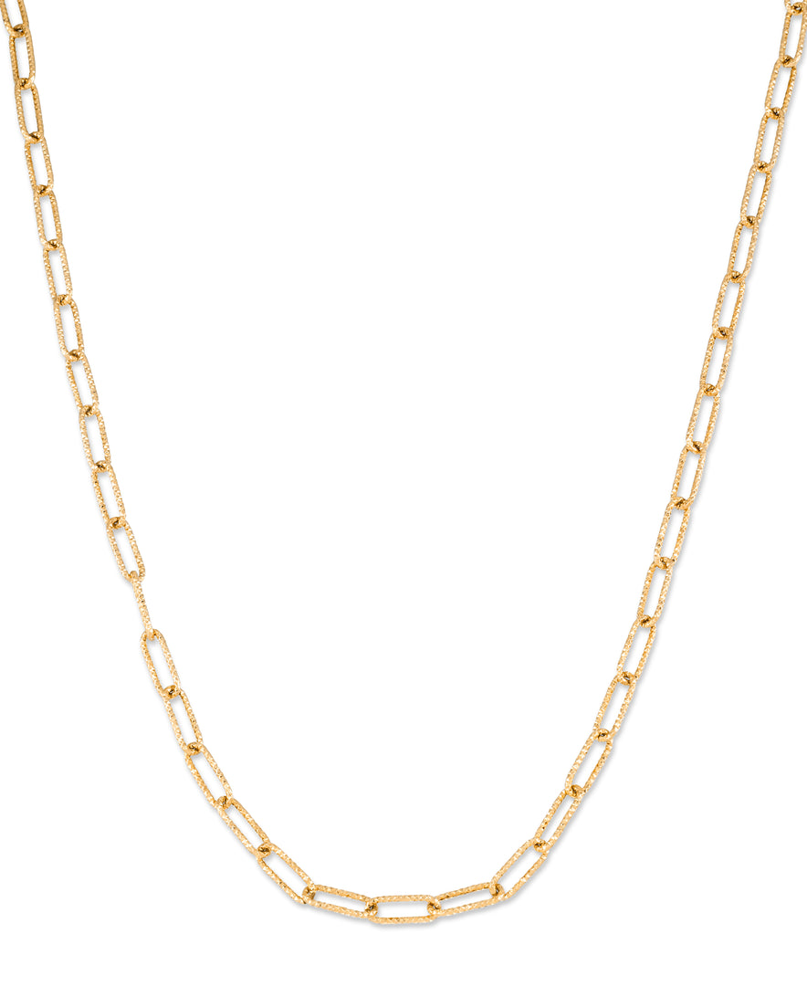 Yellow Gold_14K Gold Heart Toggle Paper Clip Sparkle  Necklace, 18", Made in Italy_I_Heart_1