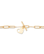 Load image into Gallery viewer, Yellow Gold_14K Gold Heart Toggle Paper Clip Sparkle  Necklace, 18&quot;, Made in Italy_I_Heart_1
