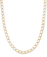 Cargar imagen en el visor de la galería, Yellow Gold_14K Gold Ladies Sculpted Curb Link Necklace, 18&quot;, Made in Italy_I_Heart_1
