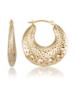 Load image into Gallery viewer, Yellow-Gold_14K Gold Puffy Filigree Hoop Earrings - iHeart Jewels_I_Heart_1
