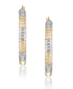 Load image into Gallery viewer, Two-Tone_14K Gold Two-Tone Full Diamond Cut Bold Round Hoop Earrings - iHeart Jewels_I_Heart_1
