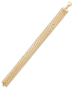 Cargar imagen en el visor de la galería, Yellow Gold 14K Gold Wide Stretchable Woven Mesh Bracelet, Made in Italy_I_Heart_1
