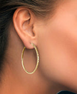 Load image into Gallery viewer, Yellow-Gold_14K Gold Woven Diamond Cut Large Round Hoop Earrings - iHeart Jewels_I_Heart_1
