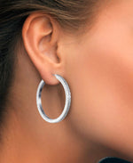 Load image into Gallery viewer, White-Gold_14K White Gold Diamond Cut Large Square Tube Hoop Earrings - iHeart Jewels_I_Heart_1

