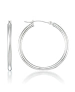 Load image into Gallery viewer, White-Gold_14K White Gold High Polished Round Hoop Earrings - iHeart Jewels_I_Heart_1
