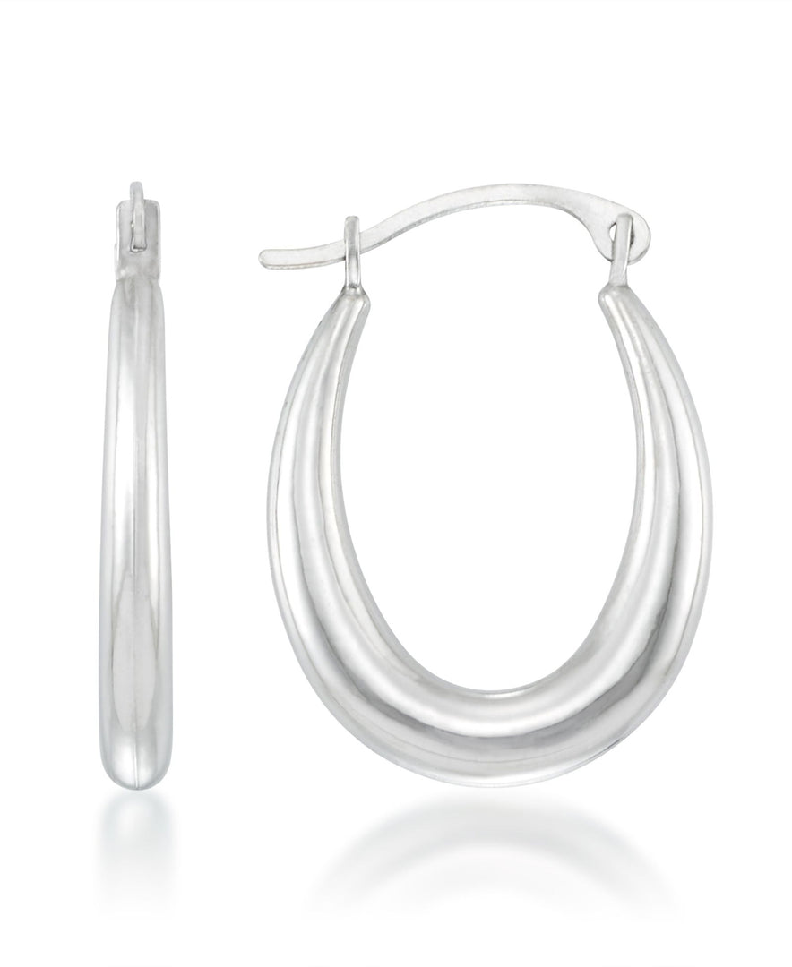White Gold_14K White Gold Tapered Hoop Earrings - iHeart Jewels_I_Heart_1