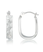 Load image into Gallery viewer, White-Gold_14K White Gold Woven Diamond Cut Petite &quot;U&quot; Shape Hoop Earrings - iHeart Jewels_I_Heart_1
