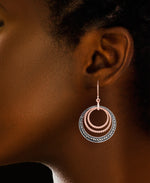 Load image into Gallery viewer, 18K Rose Gold over Sterling Silver Tori Hill® Genuine Marcasite Concentric Circle Dangle Earrings_I_Heart_2
