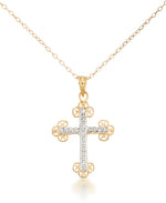 Load image into Gallery viewer, 18K Yellow Gold over Sterling Silver_Diamond Fascination® Diamond Accent Sterling Silver Ornate Cross Pendant - iHeart Jewels_I_Heart_1
