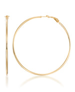Load image into Gallery viewer, 18K Yellow Gold over Sterling Silver Extra Large High Polished Thin Round Hoop Earrings with Omega Back, Made in Italy_I_Heart_1
