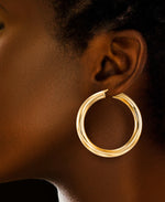 Load image into Gallery viewer, 18K Yellow Gold over Sterling Silver_Hand Polished Bold Large Round Hoop Earrings, Made in Italy_I_Heart_1
