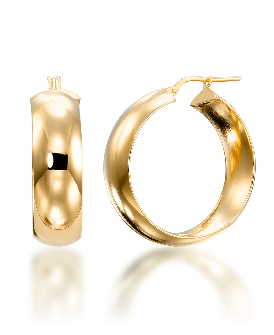 18K Yellow Gold over Sterling Silver Hand Polished Wide Domed Hoop Earrings, Made in Italy_I_Heart_1