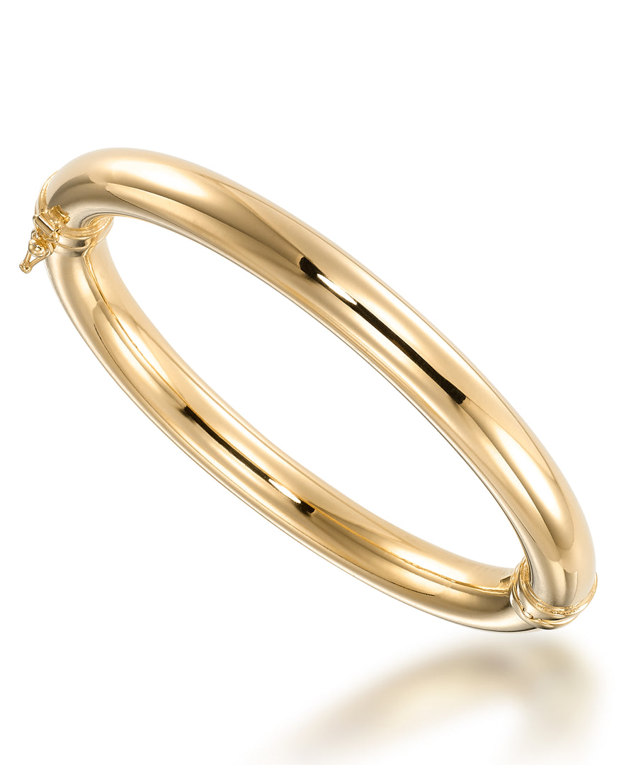 18K Yellow Gold over Sterling Silver High Polished Bold Tube Bangle Bracelet, Size 7 - Fits Average Wrist Size, Made in Italy_I_Heart_1