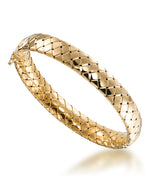 Load image into Gallery viewer, 18K Yellow Gold over Sterling Silver High Polished Domed Milano Woven Bangle Bracelet, Size 7 - Fits Average Size Wrist, Made in Italy_I_Heart_1
