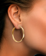 Load image into Gallery viewer, 18K Yellow Gold over Sterling Silver High Polished Large Oval Hoop Earrings with Omega Back, Made in Italy_I_Heart_1
