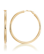 Load image into Gallery viewer, 18K Yellow Gold over Sterling Silver Large Round Hoop Earrings with Omega Back, Made in Italy_I_Heart_1
