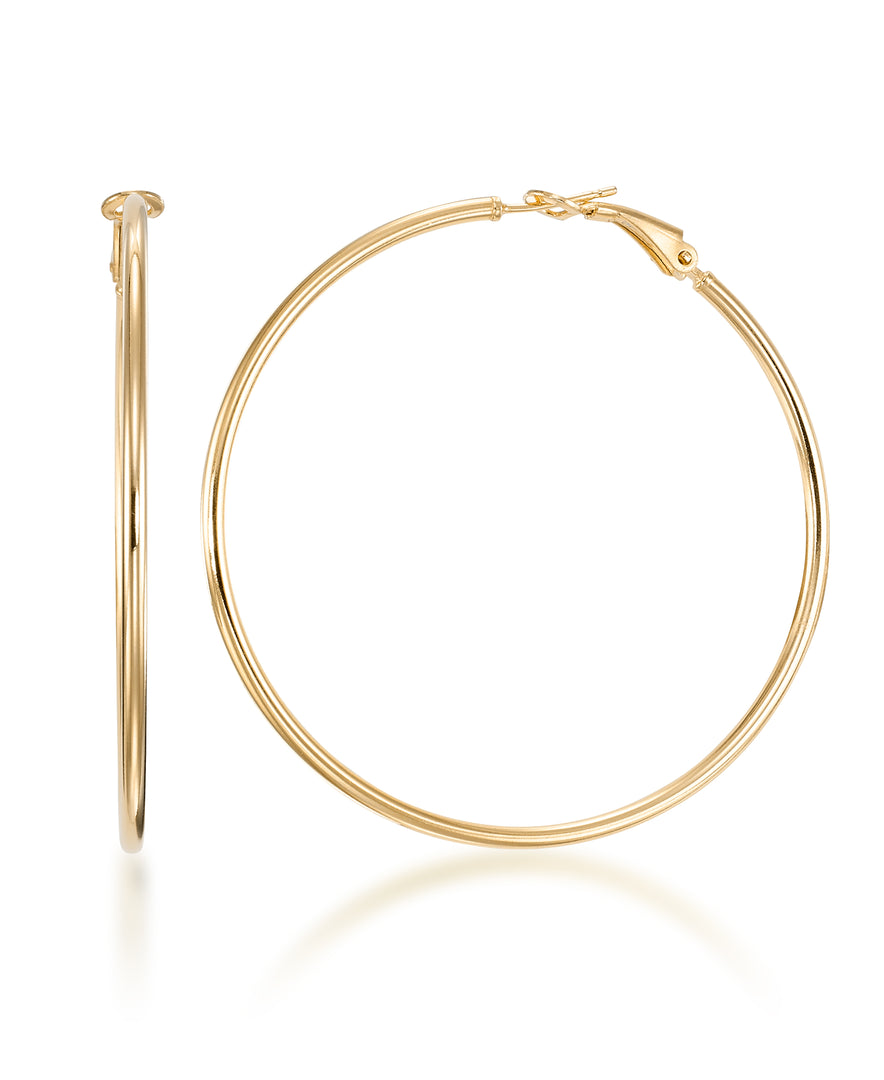 18K Yellow Gold over Sterling Silver Large Thin Hoop Earrings with Omega Back, Made in Italy_I_Heart_1