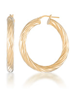 Load image into Gallery viewer, 18K Yellow Gold over Sterling Silver Sculpted Twist Hoop Earrings, Made in Italy_I_Heart_1
