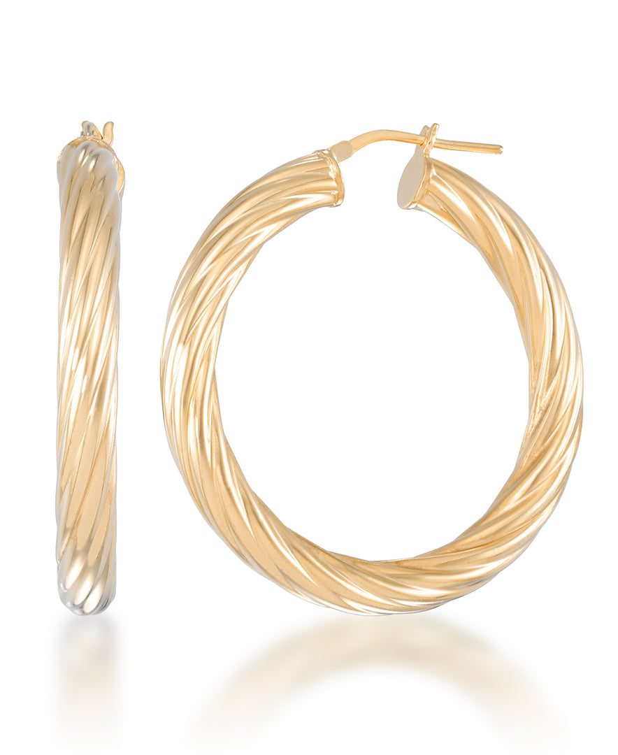 18K Yellow Gold over Sterling Silver Sculpted Twist Hoop Earrings, Made in Italy_I_Heart_1