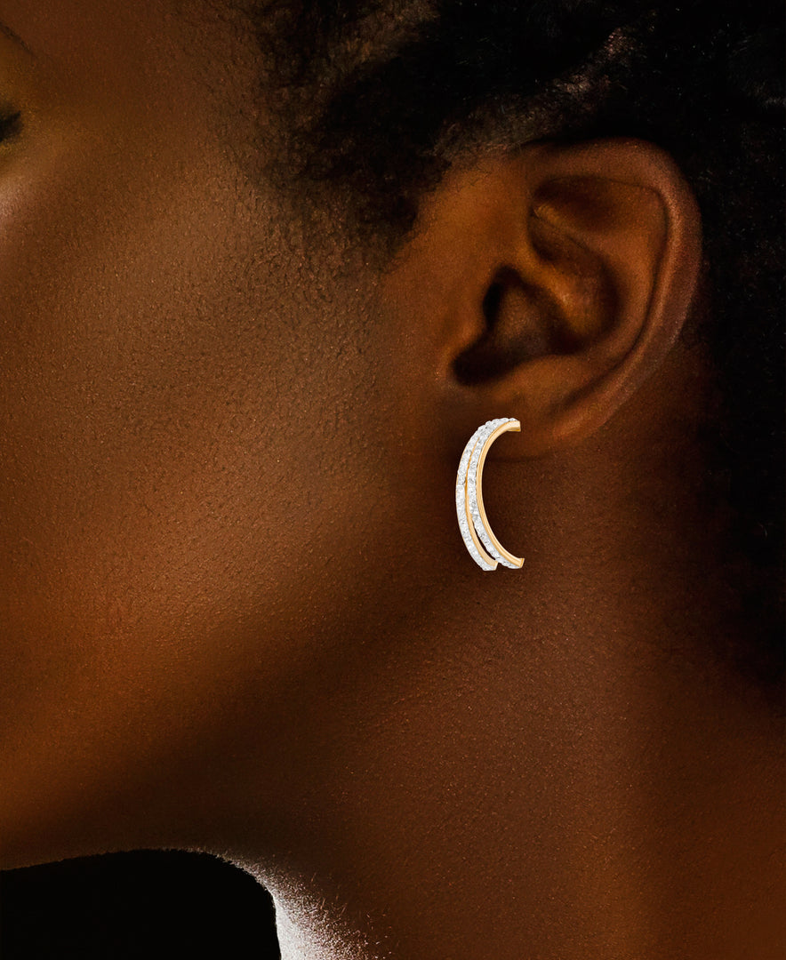 14K Yellow Gold over Sterling Silver_1/2 CT. T.W. Simulated Diamond Double Demi Hoop Earrings_I_Heart_1