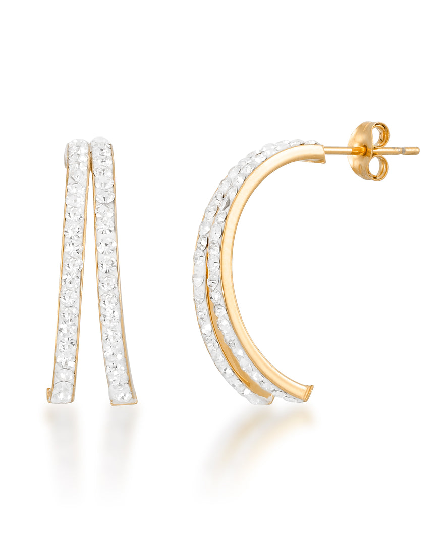 14K Yellow Gold over Sterling Silver_1/2 CT. T.W. Simulated Diamond Double Demi Hoop Earrings_I_Heart_1