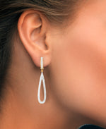 Load image into Gallery viewer, 14K Yellow Gold over Sterling Silver_1/2 CT. T.W. Simulated Diamond Hinged Hoops with Elongated Dangle Earrings_I_Heart_1
