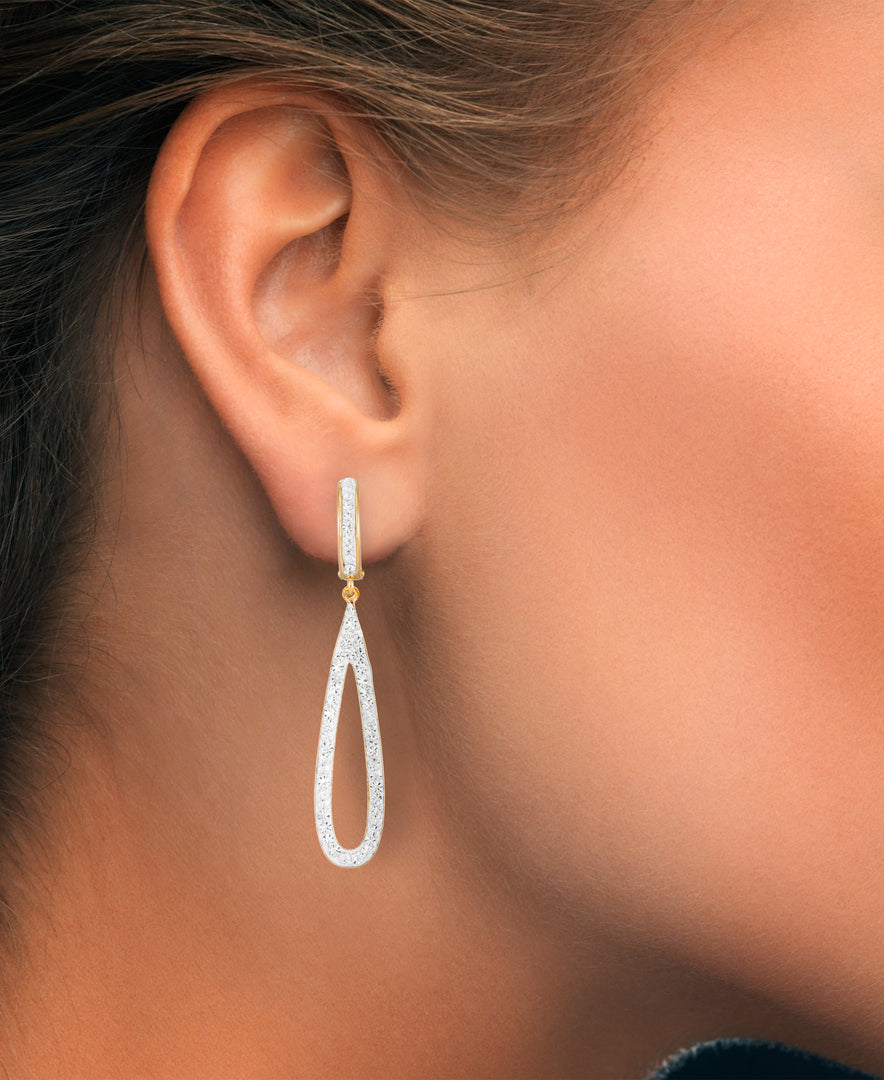 14K Yellow Gold over Sterling Silver_1/2 CT. T.W. Simulated Diamond Hinged Hoops with Elongated Dangle Earrings_I_Heart_1