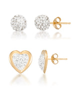 Load image into Gallery viewer, 14K Yellow Gold over Sterling Silver_1/4. CT T.W. Simulated Diamond Two Pair Earring Set with Ball Studs and Heart Studs_I_Heart_1
