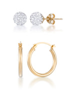 Load image into Gallery viewer, 14K Yellow Gold over Sterling Silver_1/4 CT. T.W. Simulated Diamond Two Pair Earring Set with Ball Studs and Polished Round Hoops_I_Heart_1
