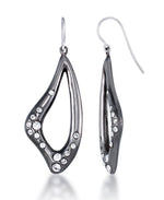 Load image into Gallery viewer, Black Gold Tone_1/8 CT. T.W. Simulated Diamond Freeform Teardrop Dangle Earrings_I_Heart_3
