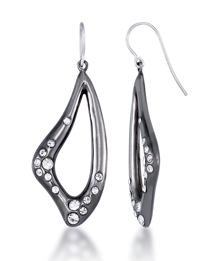 Black Gold Tone_1/8 CT. T.W. Simulated Diamond Freeform Teardrop Dangle Earrings_I_Heart_3