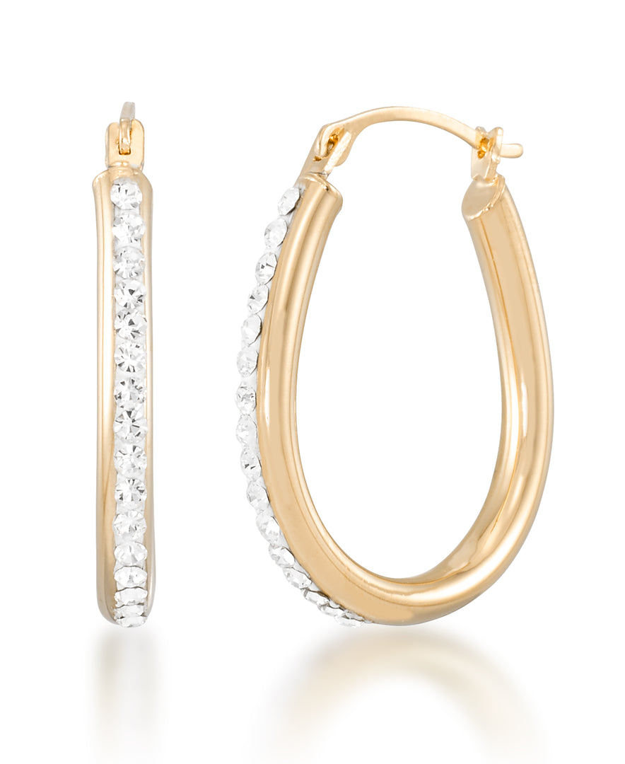 14K Yellow Gold over Sterling Silver_1/8 CT. T.W. Simulated Diamond Pear Shaped Hoop Earrings_I_Heart_1