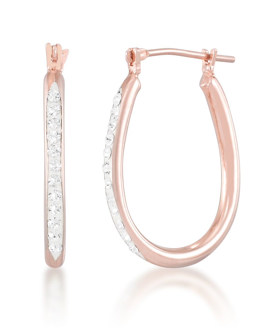 14K Rose Gold over Sterling Silver_1/8 CT. T.W. Simulated Diamond Pear Shaped  Sterling Silver Hoop Earrings_I_Heart_2