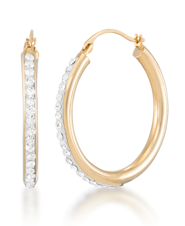14K Yellow Gold over Sterling Silver_1/8 CT. T.W. Simulated Diamond Round Hoop Earrings_I_Heart_1