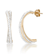 Cargar imagen en el visor de la galería, 14K Yellow Gold over Sterling Silver_2/5 CT. T.W. Simulated Diamond Crossover Demi Hoop Earrings_I_Heart_1
