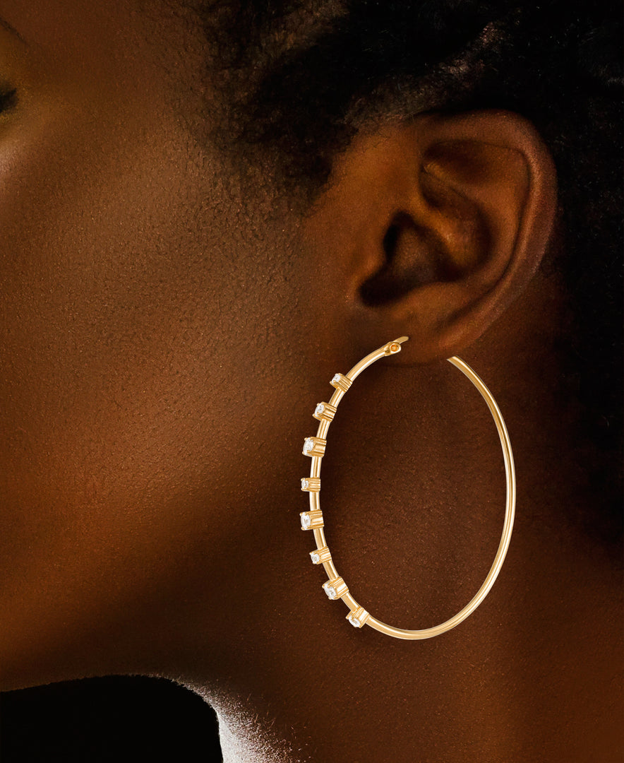 14K Yellow Gold over Sterling Silver_2 CT. T.W. Simulated Diamond Multiple Solitaire Oval Hoop Earrings_I_Heart_1