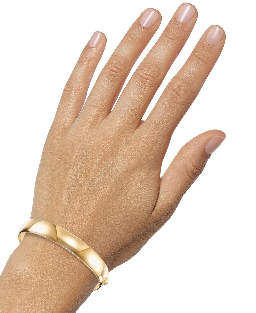 Yellow Gold_14K Gold Bold Wide Domed Bangle Bracelet, Made in Italy_I_Heart_1