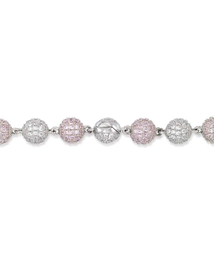 Platinum Tone_8.5 CT. T.W. Simulated Pink and White Diamond Multi Glitter Ball Tennis Necklace, 20"_I_Heart_1