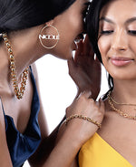 Cargar imagen en el visor de la galería, Yellow_Gold_Gold Luxe® 14K Gold Bold Oval Link Necklace with magnetic Closure, 18&quot;.  Dent Resistant, Infused with Nano Diamond Resin Core®_I_Heart_1
