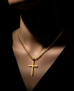 Load image into Gallery viewer, Yellow Gold_14K Gold Large Traditional Cross Pendant, 18&quot; Chain_I_Heart_1
