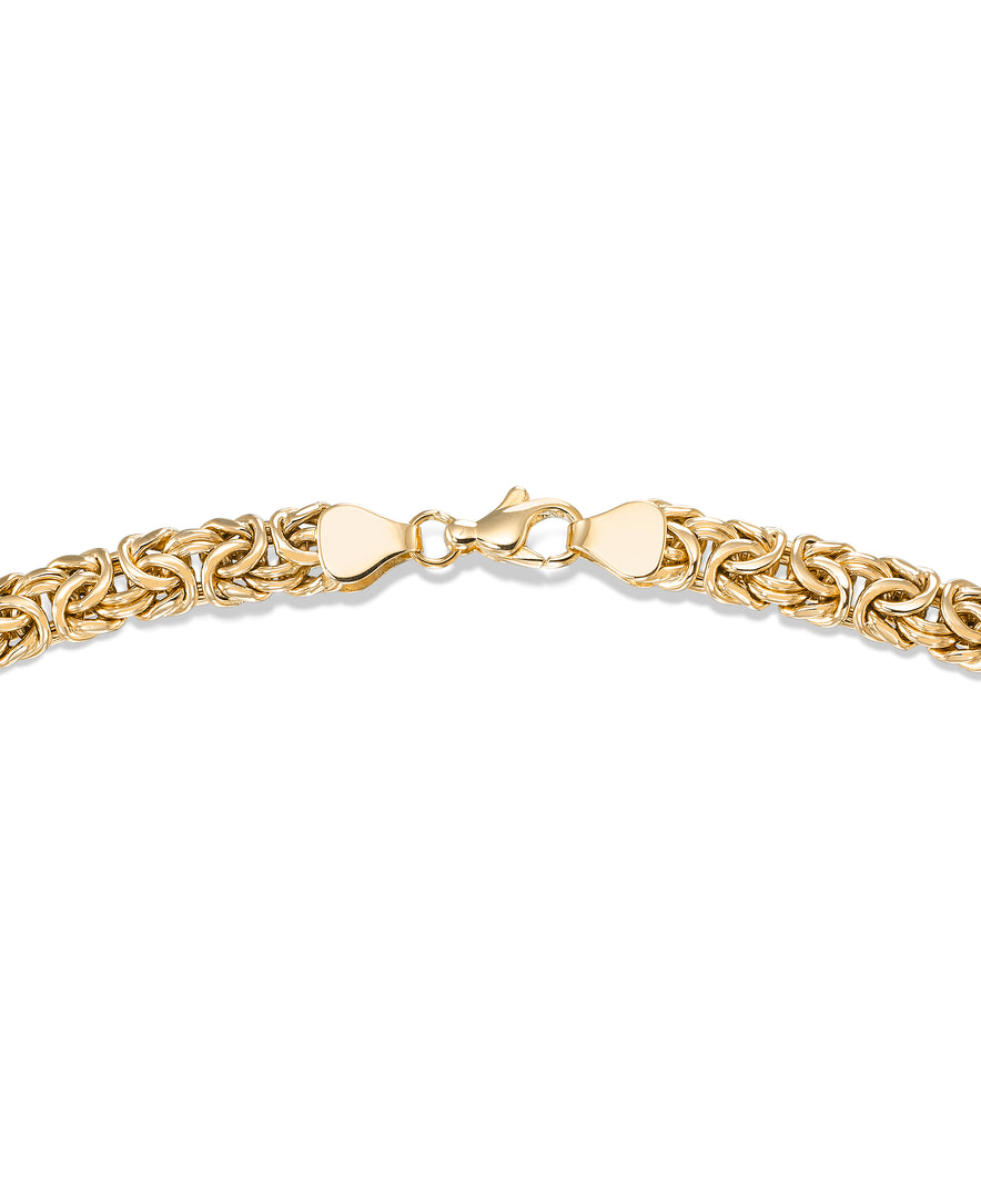 Yellow Gold_10K Gold Classic Domed Graduated Byzantine Statement_Necklace_I_Heart_1