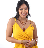 Load image into Gallery viewer, Sterling Silver_Amber Rosa™ Genuine Cognac Amber Large Teardrop Necklace with Adjustable Clasp_I_Heart_1
